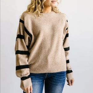 Cozy tan striped sweater